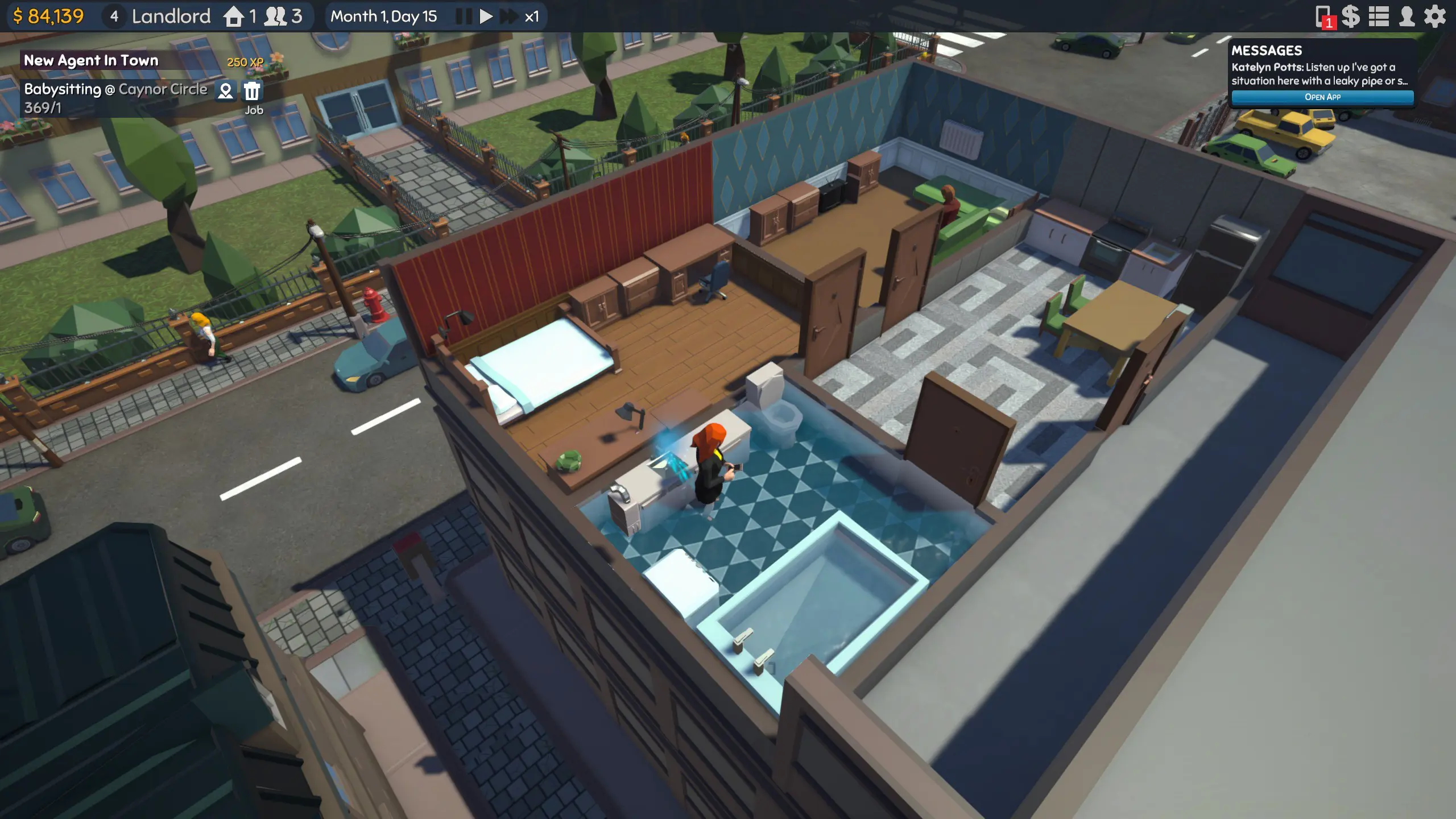 Gameplay image for The Tenants, showing a character in a pool with no ladder