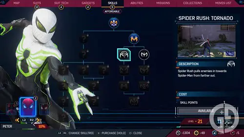 Peter Parker's skill tree in Marvel's Spider-Man 2