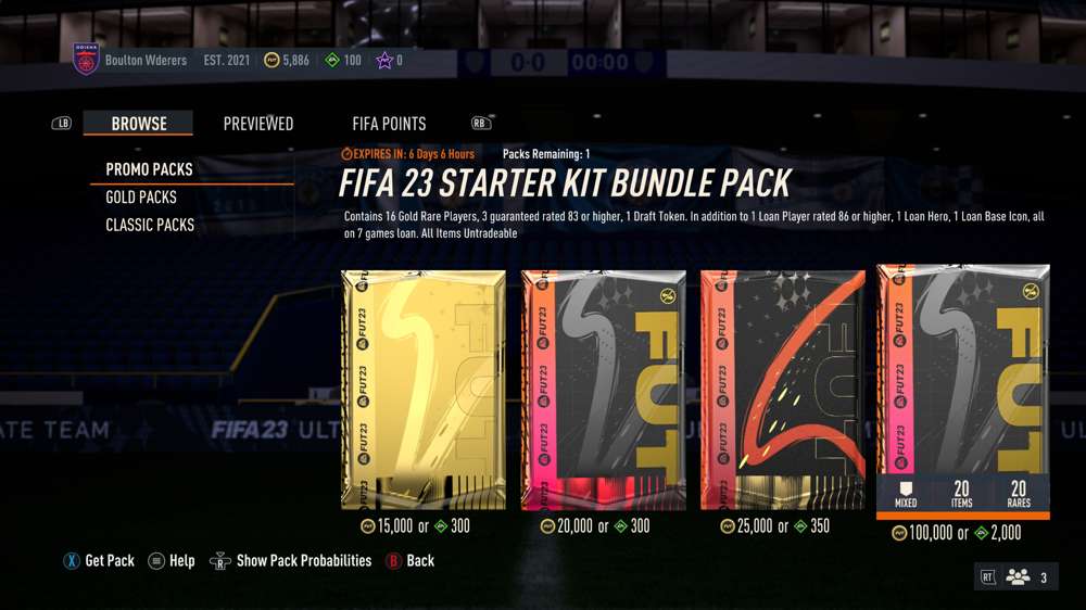 FIFA 23 Ultimate Team All Packs And Prices