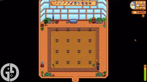 Greenhouse layout for Quality Sprinklers in Stardew Valley