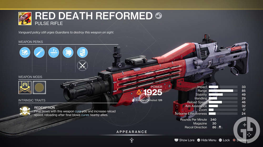 How to get Red Death Reformed and its Catalyst in Destiny 2 The Final Shape