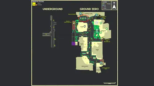 Map image of Ground Zero with the Emercom Station circled in Escape from Tarkov