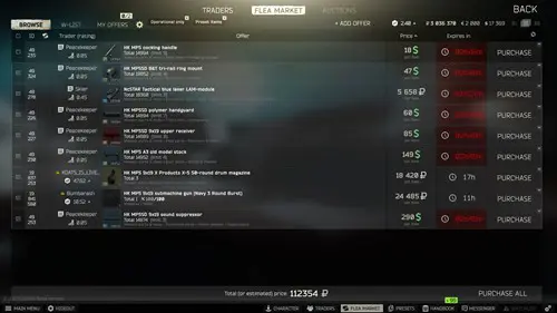 Escape From Tarkov Gunsmith Part 3 shopping list