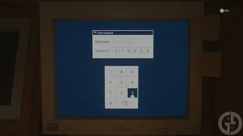 The password for the Wellness Centre computer in Alan Wake 2. The screen reads: 170823