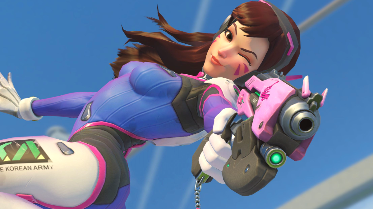 D.Va firing a weapon outside of her mech in Overwatch 2