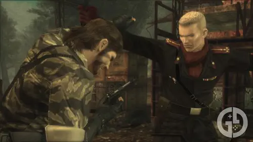 Naked Snake fighting Revolver Ocelot in Metal Gear Solid 3