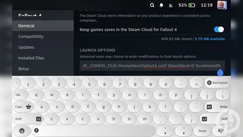 Fallout 4 Launch Options for Steam Deck