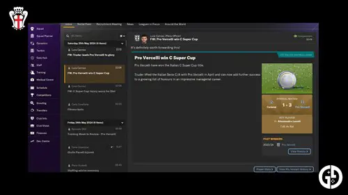 Italian C Super Cup win FM24 Pro Vercelli