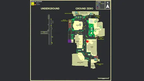 Map showing the Utyos machine gun location on Ground Zero in Escape from Tarkov