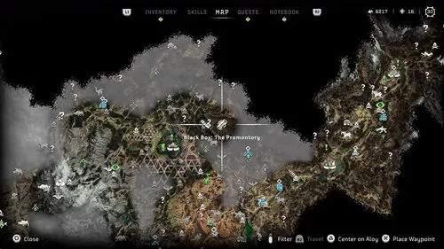 Horizon Forbidden West Black Boxes - promontory map