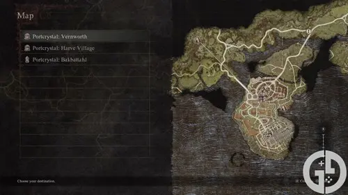 Image of the Portcrystals list in Dragon's Dogma 2