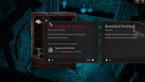 Picking up the Amulet of Lost Voices in Baldur's Gate 3