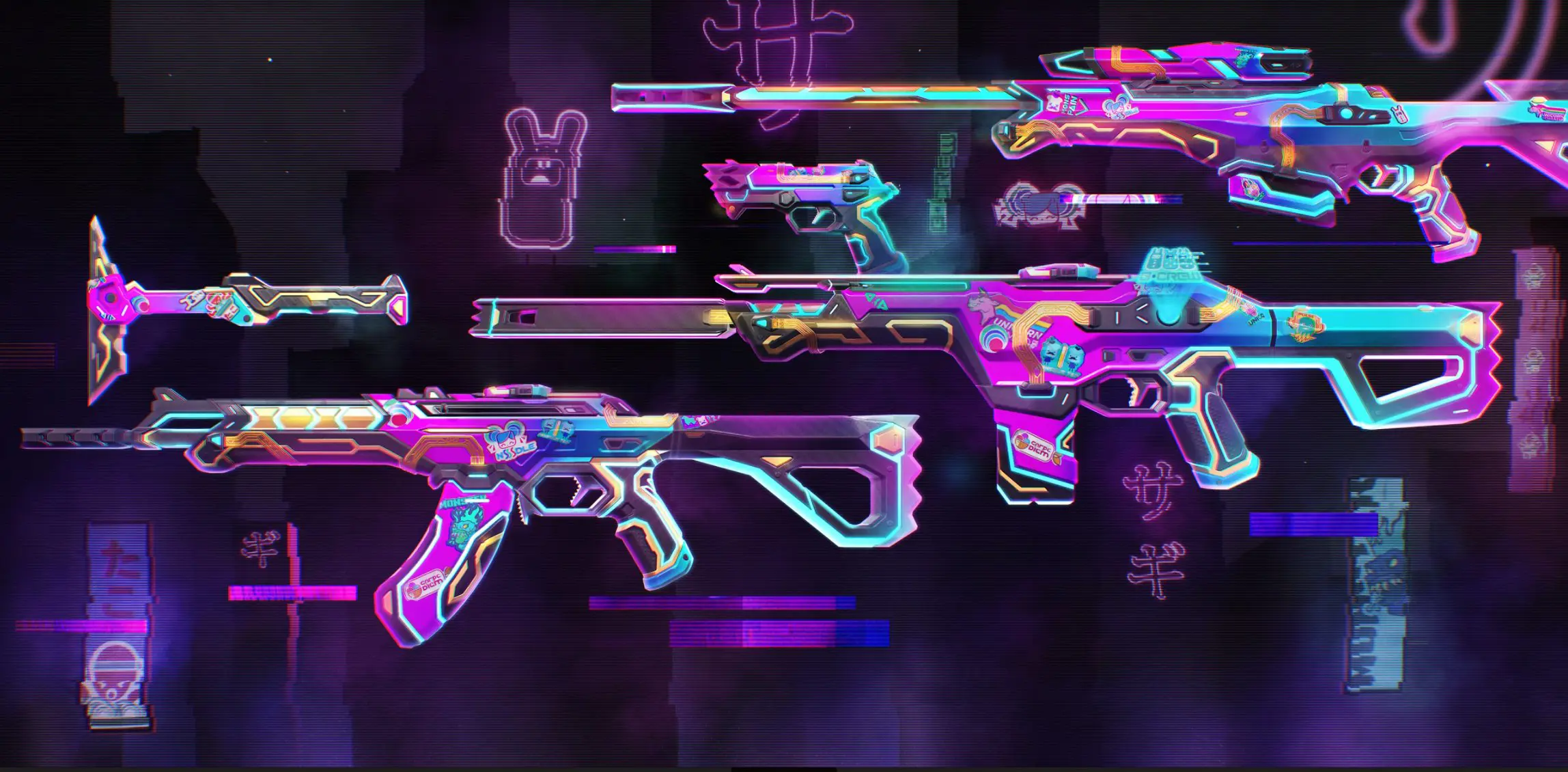 key art of the VALORANT Glitchpop skins