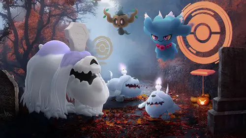 Greavard appearing in the Pokemon GO Halloween event