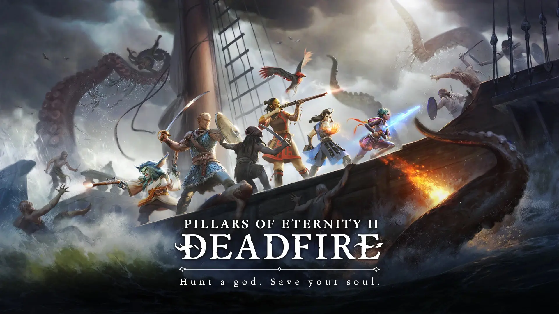 Pirates fighting on a ship on the cover of Pillars of Eternity 2, one of the best pirate games