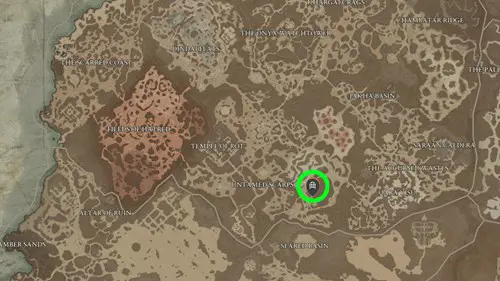 The location of the Champion's Demise dungeon in Diablo 4