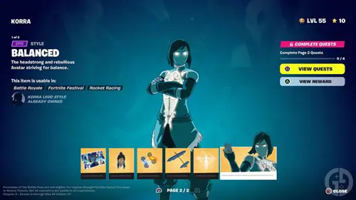 Balanced Korra skin in Fortnite