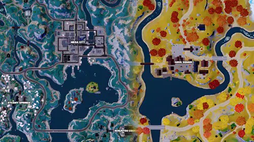 Fortnite best landing spots: Mega City and Anvil Square on the map