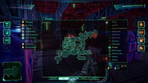 System Shock: Storage Floor Power Nodes map location