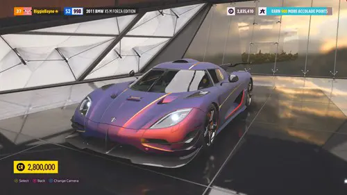 A reflective purple Koenigsegg One: 1