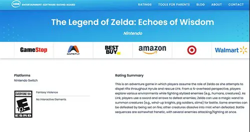 Echoes of Wisdom ESRB rating