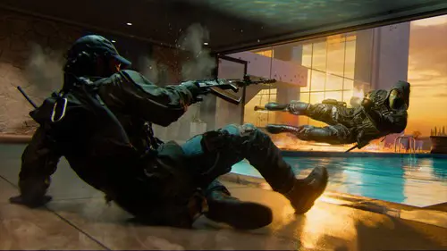 Image of two players sliding and dolphin diving in Black Ops 6