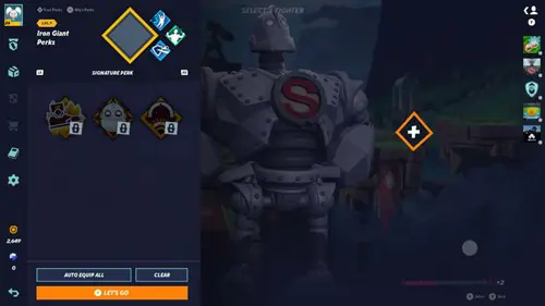 Iron Giant's perk list in MultiVersus