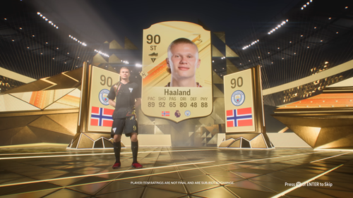 Erling Haaland in FC 24 card design