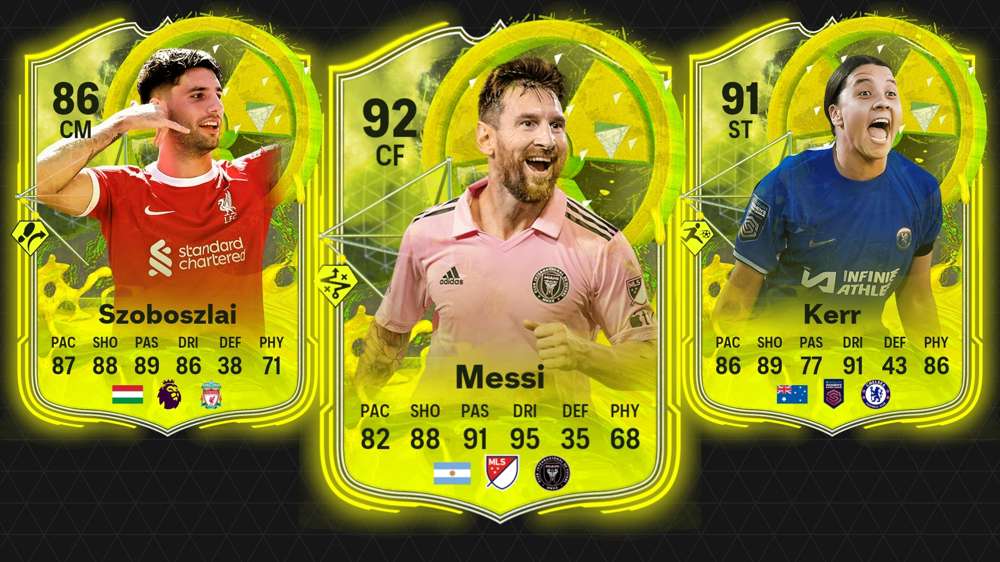 All EA FC 24 Radioactive players, including Messi, Kerr & Szoboszlai