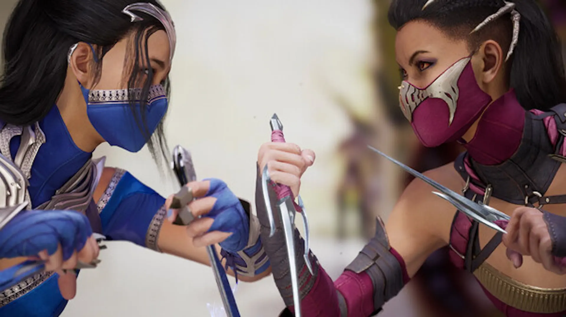 Key art of Kitana and Mileena facing off in MK1