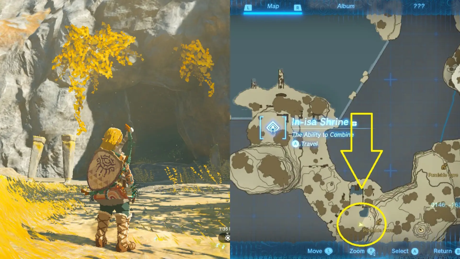 The map location for the Archaic tunic in Zelda: Tears of the Kingdom