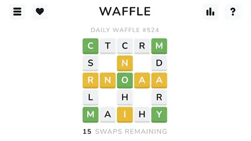 Image of the daily Waffle game