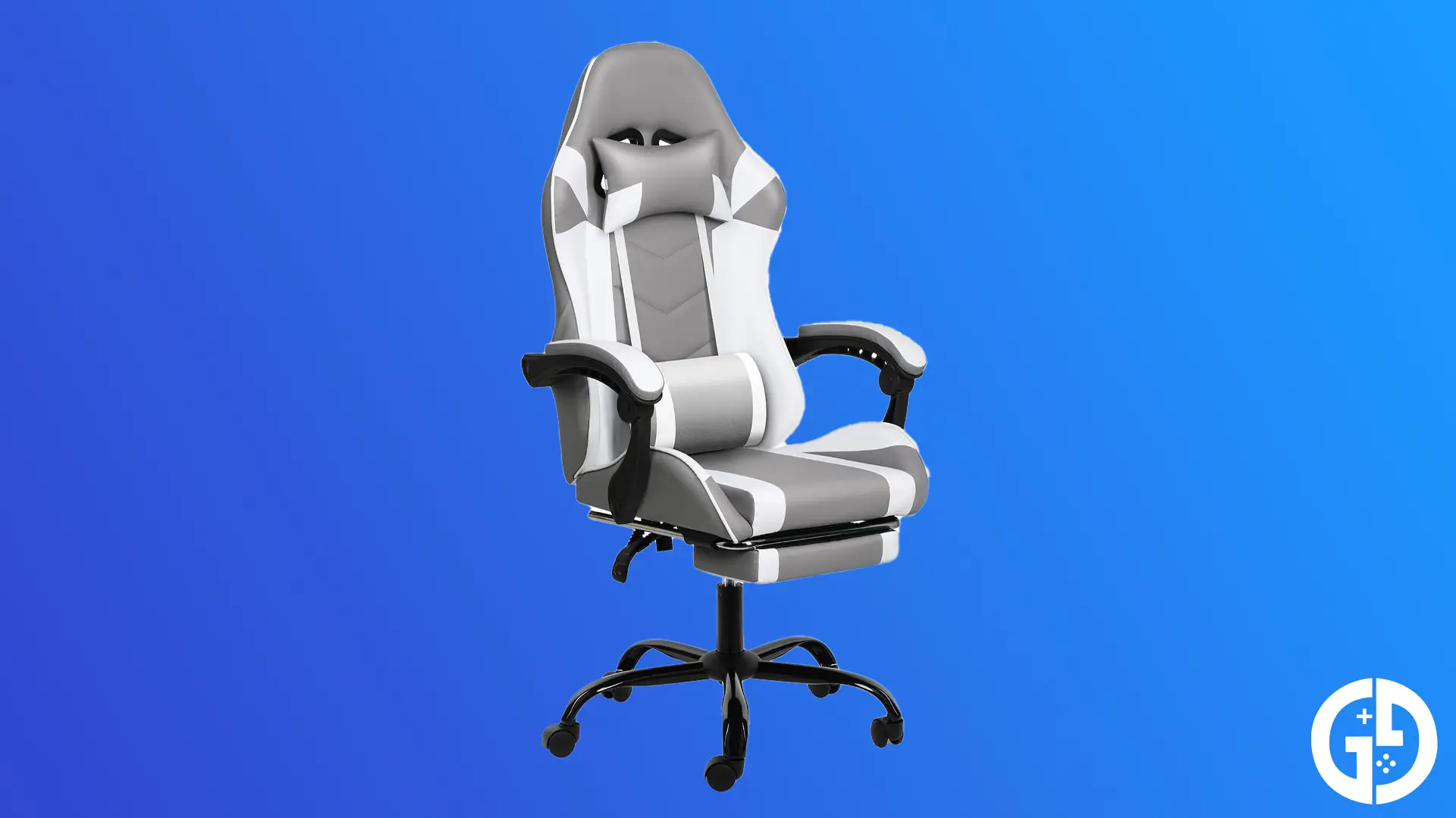 Simple Deluxe reclining gaming chair in white and grey