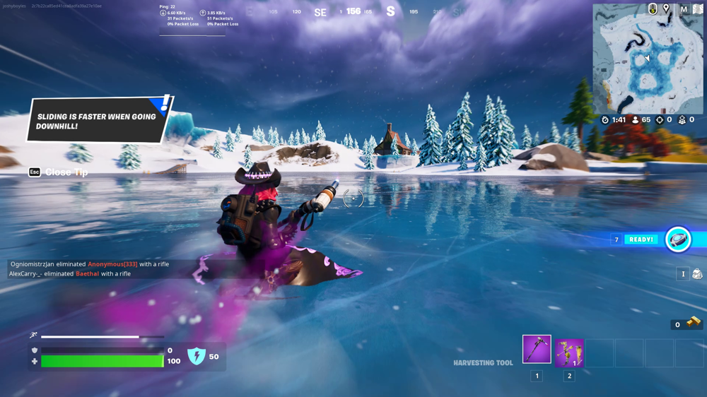 How to slide for 30 meters continuously on ice in Fortnite Chapter 4