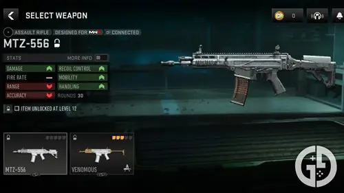 The MTZ-556 assault rifle in Warzone Mobile