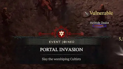 Joining the Portal Invasion event in Diablo 4 Helltide