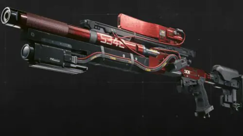 The Yasha Sniper Rifle, one of the Twitch drop rewards for Cyberpunk 2077: Phantom Liberty