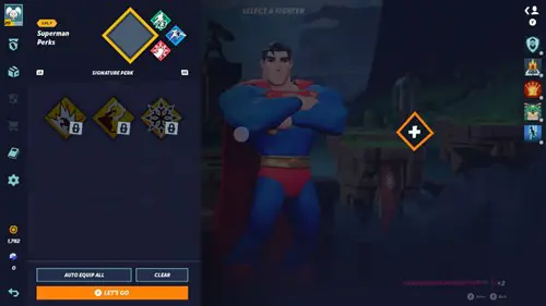 Superman's perk list in MultiVersus.