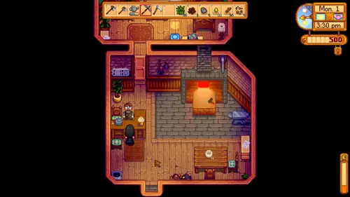 The Blacksmith in Stardew Valley.