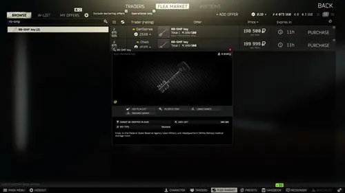 Escape From Tarkov Flea Market RB-SMP Key