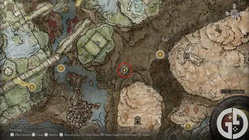 Map showing the spiritspring near Temple Town Ruins in Elden Ring Shadow of the Erdtree