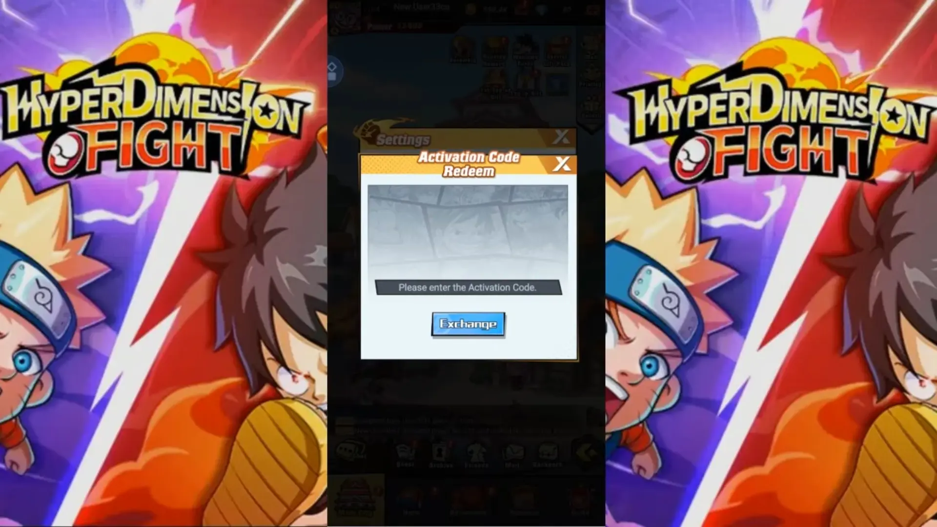 image of the Hyperdimension Fight code redemption screen