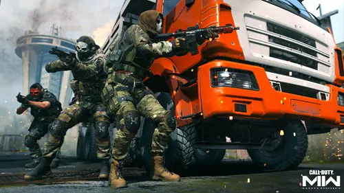 Image of operators by a truck in MW2