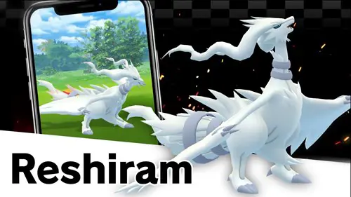 A shot of the Reshiram Pokemon GO trailer