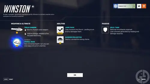 Winston's abilities in OW2