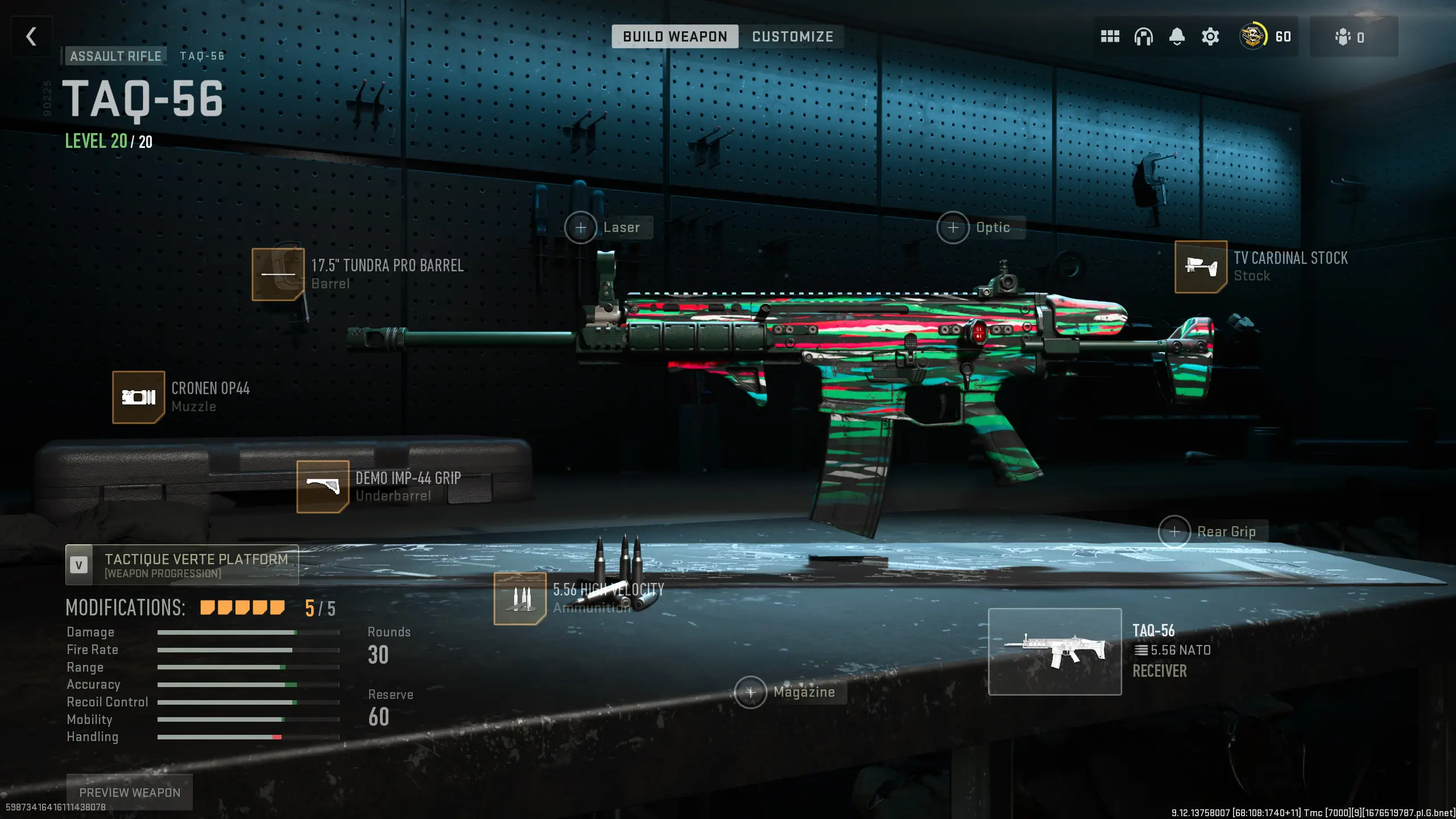 Screenshot of a TAQ-56 class in MW2