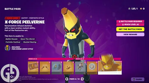 Image of the X-Force Peelverine skin in Fortnite