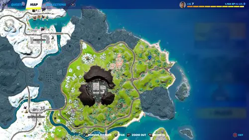 One of the Fortnite vault locations shown on a map.