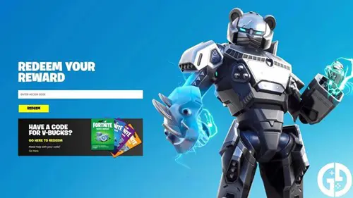 The code redemption screen for Fortnite V-Bucks