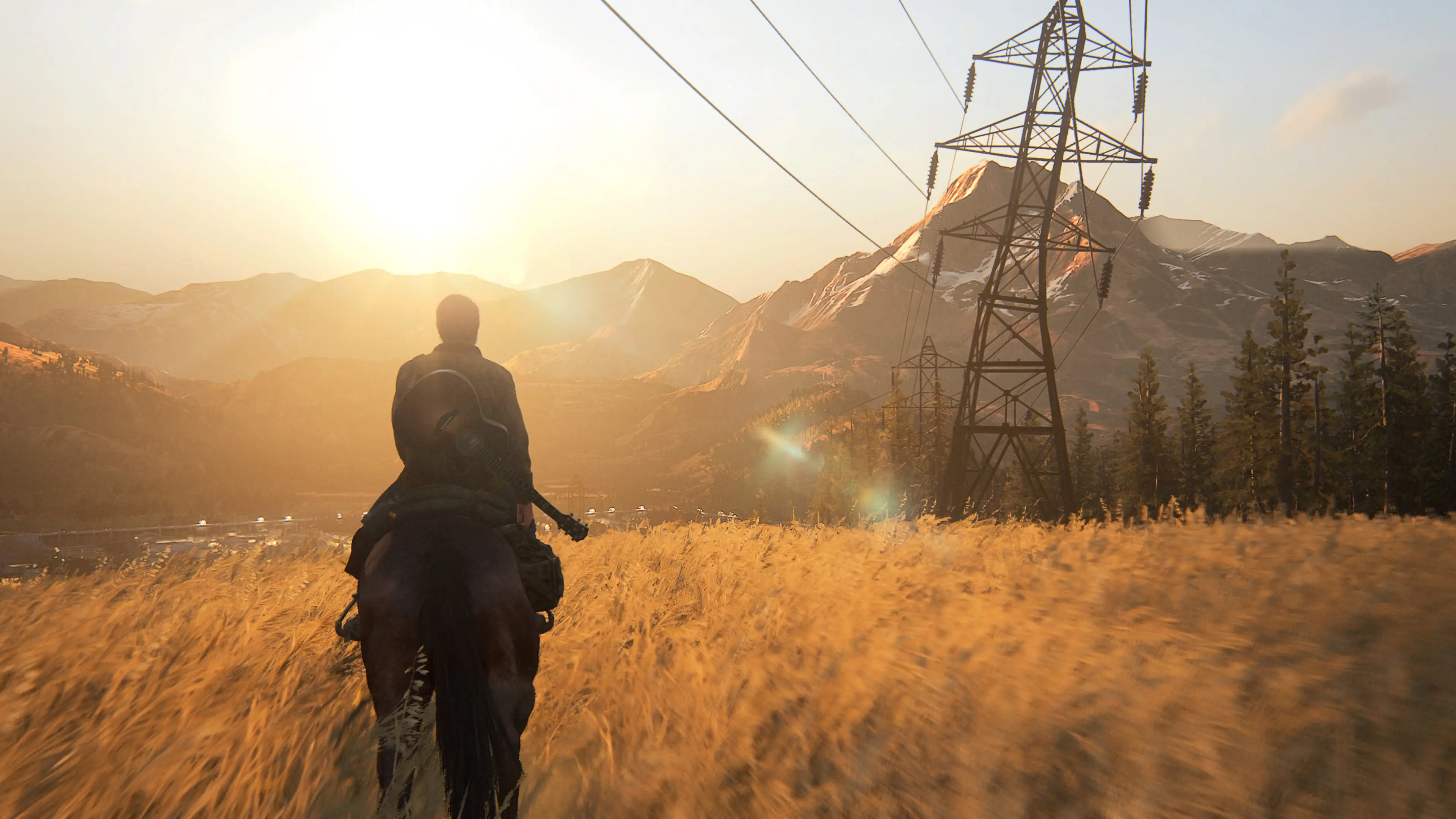 Screenshot of Ellie on horseback in TLOU Part 2